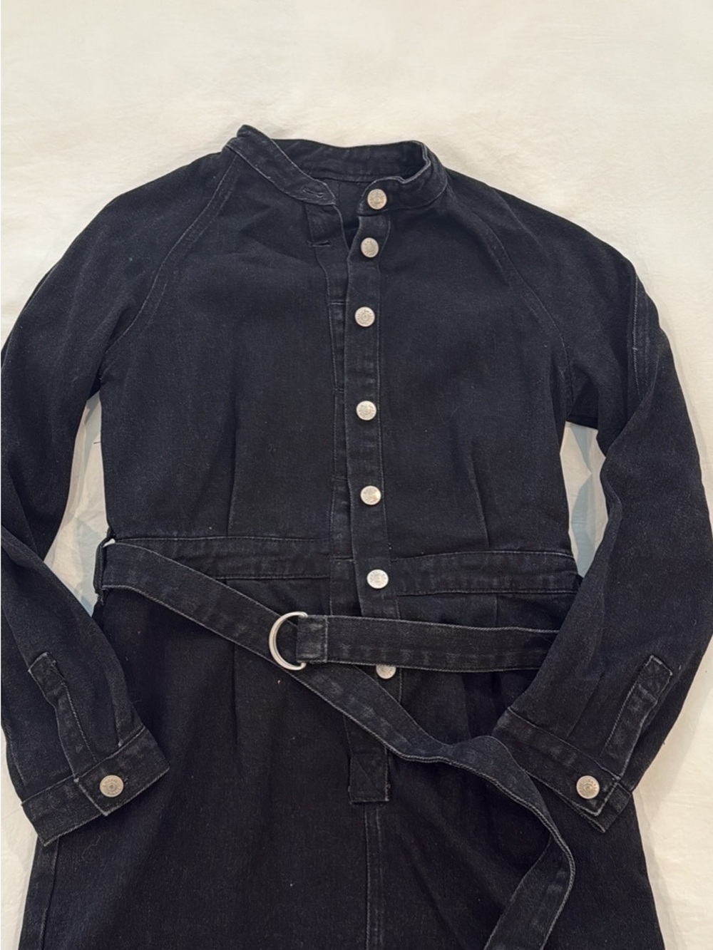 Women's Black Denim Belted dress
